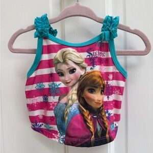 NWOT Disney 2T Girls Pink Frozen Elsa & Anna Bathing suit Swimsuit Top